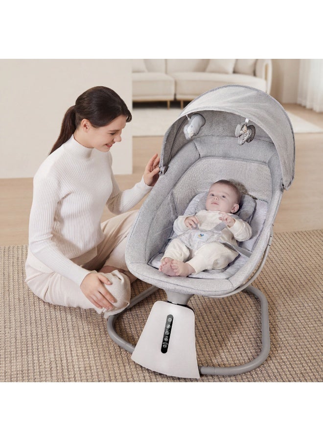 ماستيلا 3 في 1 أورا ديلوكس: سرير بيبي، أرجوحة كهربائية ذكية بـ 5 زوايا حركة، بلوتوث، ريموت كنترول، وناموسية للحماية - Image 1